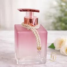 Saboneteira Cubo Rosa Prime Luxo em Vidro 250ml
