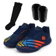 Kit Chuteira Infantil Masculina Society Para Campo de Grama Sintética Promoção + Caneleira e Meião