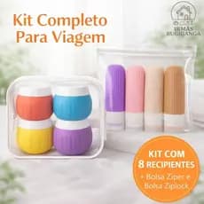 Kit Viagem Até 8 Frascos Potes Silicone 40ml e 90ml Porta Shampoo Creme Anti Vazamento Portátil
