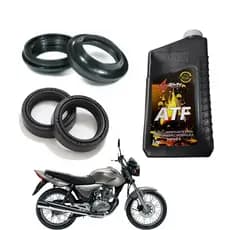 Retentor Bengala Suspensão Garfo + Óleo Hidráulico Atf + Guarda Pó Cg Titan Fan Start Nxr 150 e 160