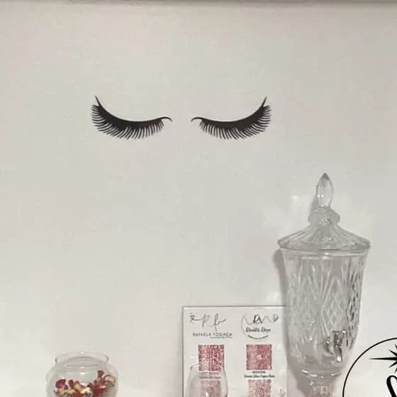Aplique De Parede Decorativo Desenho Cílios Acrílico Preto Decoração Studio Lash Designer