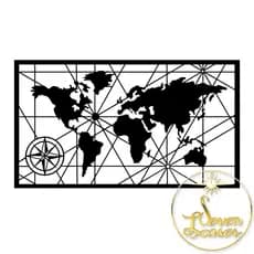 Quadro decoração parede Mapa Mundi Retangular Sala Quarto Cozinha Escritório Decoração Mdf 3mm