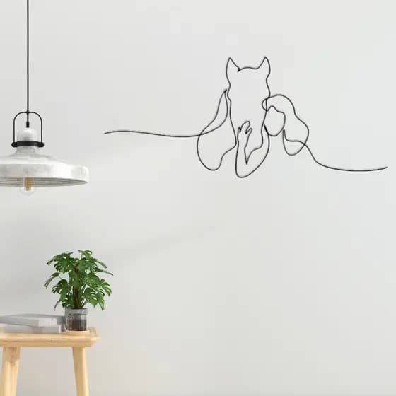 Quadro Decoração Mulher e Cavalo Aplique De Parede Vazado Fine Line Delicados Linhas Amor por Pets Mdf 3mm