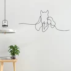 Quadro Decoração Mulher e Cavalo Aplique De Parede Vazado Fine Line Delicados Linhas Amor por Pets Mdf 3mm