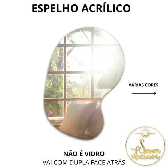 Espelho Organico Acrílico Espelhado Varias Cores Decoração espelho adesivo parede Orgânico
