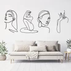 Quadros Decoração Kit 4 Faces Curvas Salão de Beleza Clínica De Estética Aplique De Parede Vazado