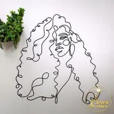 Quadro Mdf Rosto Mulher Afro Minimalista Cachos decoração para salão de beleza Quadro Mdf Grande 3mm