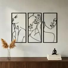 Kit Trio Faces Elegante Quadro Decorativo Mdf 3mm Quarto Sala Clinica Estética Escritório Decoração
