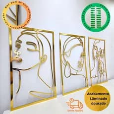Kit Trio Faces Flor Quadro Decorativo Mdf 3mm Quarto Sala Cozinha Escritório Decoração Elegante