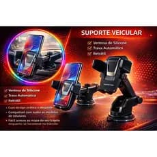 Suporte Ultra Celular Veicular H'maston CJ-002 Painel e Vidro Ventosa Fixa Forte Universal