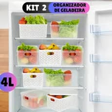 Kit 2 potes Organizadores Geladeira Organizador Alimentos Vegetais Cozinha Moderna