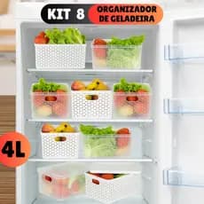 Kit 8 potes Organizadores Geladeira Organizador Alimentos Vegetais Cozinha Moderna
