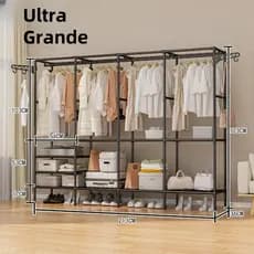 Arara De Roupa Cabideiro De Chão Sapateira Rack Organizador Multiuso Aço Inox