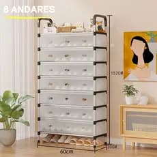Sapateira Luxo 8/7 Andares Com Fechamento Anti-poeira Organizador Reforçado E Resistente Para Calçados