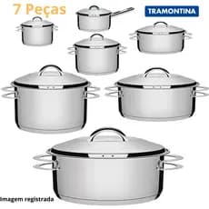 Jogo De Caçarolas Inox Solar Tramontina 7 Peças Panela Inox Fundo Triplo