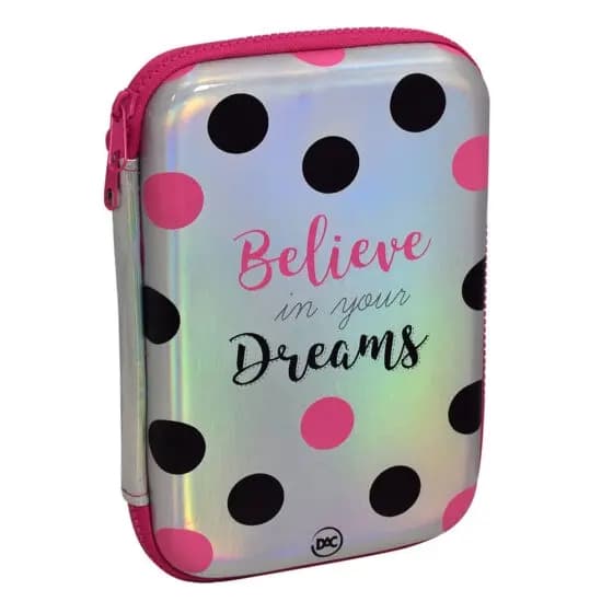 Estojo Escolar Case em PVC Believe Prata DAC