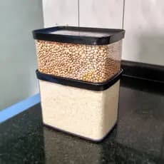 Potes Herméticos Pote Para Arroz e Feijão Empilhável Com Tampa Preto, Rosa, Verde e Vermelho