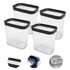 Conjunto De Potes Herméticos 4 Pote Para Mantimentos em Acrílico Com Tampa 1500ml Preto