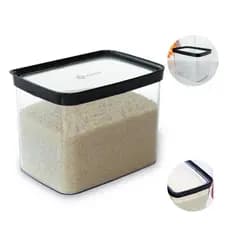 Pote Para Arroz Hermético Com Tampa Acrílico Mantimentos 4000ml Preto