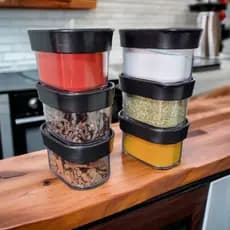 Kit 6 Potes Organizadores Herméticos para Temperos em Acrílico