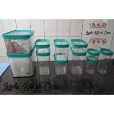 Kit 11 Potes Herméticos para Mantimentos em Acrílico na cor Verde