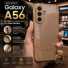 Capa Capinha Galaxy Samsung A56 Dourada Proteção Máxima Policarbonato Aveludada Interior Luxo