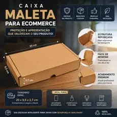 50 UN Caixas Maleta Kraft para E-commerce 20x9,5x2,7cm Embalagem Correios Envio de Produtos