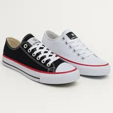 Kit 2 Pares Tênis Cano Baixo Unissex Star world All Confortável Casual Preto Branco