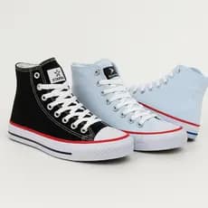 Kit 2 Pares Tênis Cano Alto Unissex Star World Confortável Preto Branco Casual