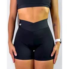 Short transpassado poliamida e elastano academia fitness treino