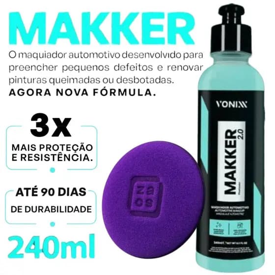 Makker Maquiador Automotivo Renova Pintura Defeitos Vonixx 240 ml com Aplicador Zacs