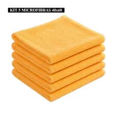 KIT 5 MICROFIBRA 40x40 OU 40x60 300GSM POLIMENTO CERA SELANTES VITRIFICADOR