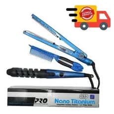 Kit 3 em 1- Prancha Chapinha Íon Titânio Iônica Profissional 450f Prancha de Cabelo 110/220v
