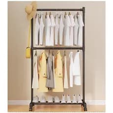 Arara de Multiuso Roupas Cabideiro  de Chão Closet  rodas móveis Modulado em Aço Carbono