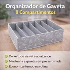 Organizador Gaveta Compartimentos Divisor Ajustavel Armazenamento Casa Cinza
