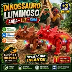 Dinossauro Brinquedo Luminoso Infantil Movimento Som Interativo Divertido
