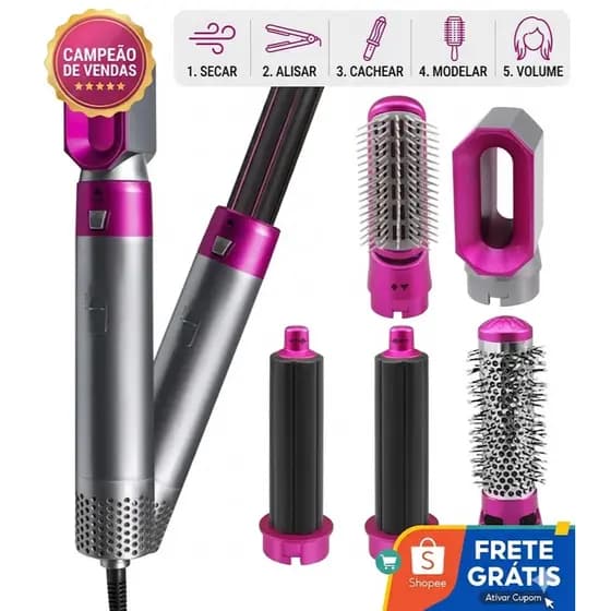 StyleFlow Pro 5 em1 - Escova Secador de Cabelo 5 em 1 Multifuncional 110v