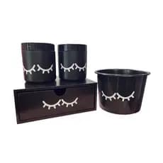 Organizador de Maquiagem Gaveta Bandeja MDF Pote porta Trecos Kit 4 peças Cilios unicórnio