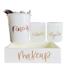 Kit organizador de maquiagem e acessórios porta pincel utensílios