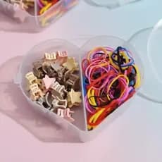 Kit Infantil de Acessórios de Cabelo Coração – Elásticos Coloridos e Mini Piranhas
