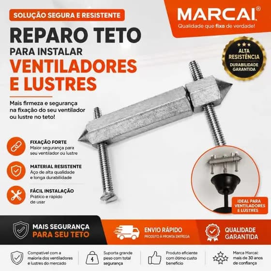 Reparo Salva Caixinha Suporte Teto Instalar Ventilador Lustre Luminária CT Marcai