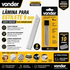 Lâmina para Estilete 9mm Vonder Original Refil C/ 10 Lâminas