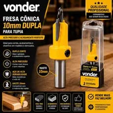 Fresa Cônica Dupla 10mm Para Tupia Vonder Haste 8mm Profissional