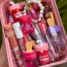 Kit Gloss Labial Fofo Com Chaveiro Com Brilho Cor Gloss Viralizados Ruby Rose Melu Febella Vivai
