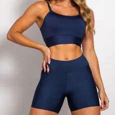Conjunto Fitness Poliamida Academia Shorts e Top de Alta Compressão Sem Transparencia