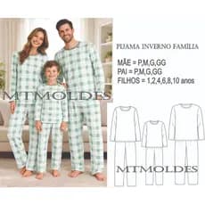 Kit 3 Moldes Pijama INVERNO Feminino + Masculino + Infantil UNISSEX 80g