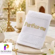 Bordado religioso toalha de mão "Purifica-me" tamanho 28cmX45cm sanguineo 23cmx34cm corporal 34cmX34cm avulso bordados