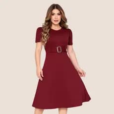 Vestido Midi Moda Cristã Evangelico Casual Crepe De Malha  Premium Feminino Rodado Evasê Moda Casual Elegante