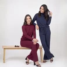 Kit 2 Conjuntos Femininos Wide Leg Blusa Alfaiataria Moderna