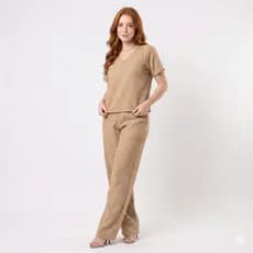 Conjunto Preto Alfaiataria Feminino Blusa E Calça Wide Leg Confortável Moderno